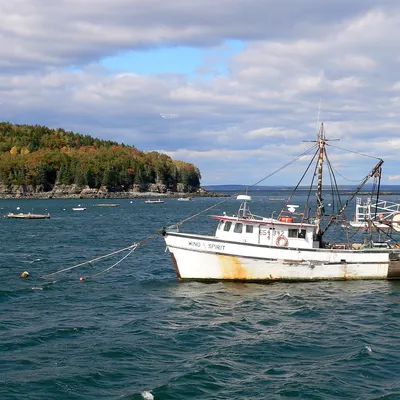 A lobster boat at Bar Harbor