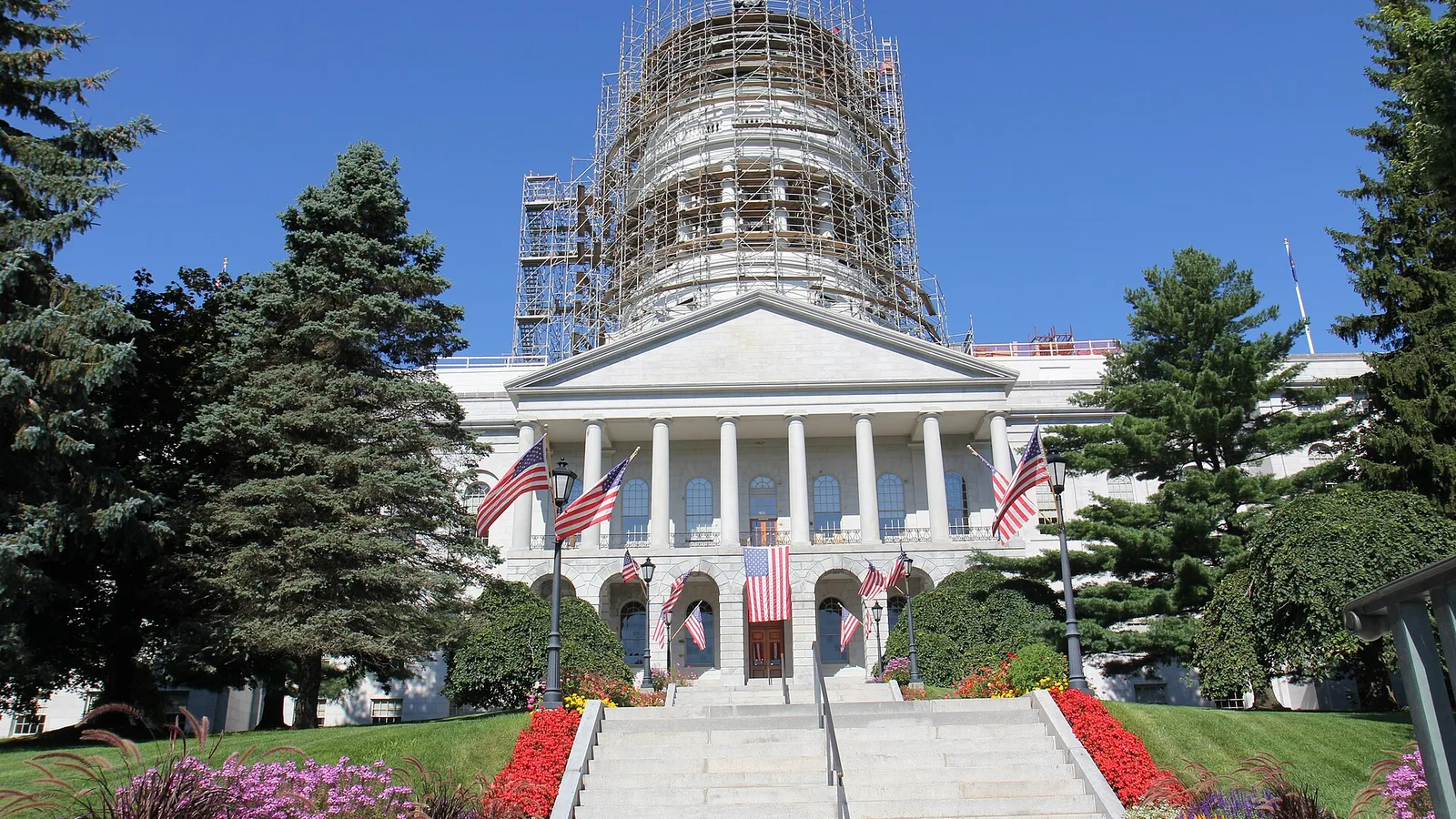 Maine State House dome reconstruction August 2014